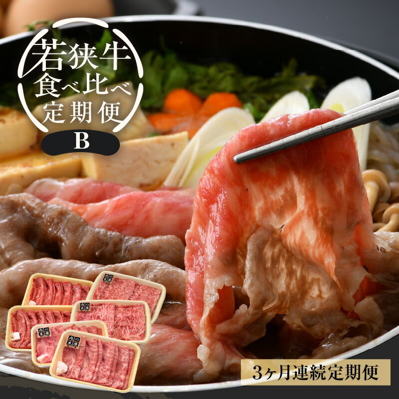 【ふるさと納税】「福井県ブランド牛肉」定期便 ≪3ケ月連続お届け≫ 定期便B 牛肉厳選 合計2.18kg A4等級以上かつBMS7以上の黒毛和牛「若狭牛」肉食べ比べ 冷凍 「但馬牛」系統 国産 グルメ 高級牛肉 おかず 食事 精肉店 お手頃 バーベキュー 屋外 牛脂付き便利