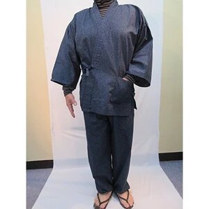 男性用紳士作務衣 (紬織無地) 紺地 M ／ 作務衣 男性 メンズ 庭掃除 部屋着 普段着 寝巻き パジャマ お坊 寺 僧侶 寺井布帛製造所 くつろぎ着 普段着 和装 奈良県 田原本町
