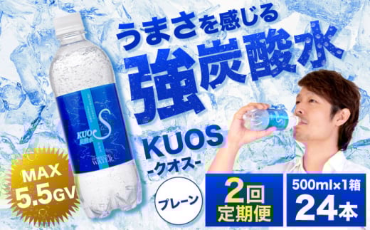【全2回定期便】強炭酸水クオス プレーン 500ml×24本 炭酸水 たんさんすい 水 飲料水 みず 定期便 単品 日田市 / 株式会社OTOGINO [AREF090]