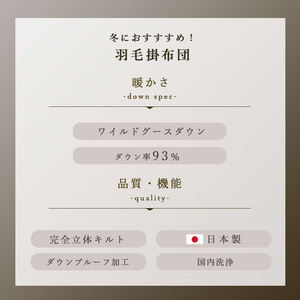 羽毛布団 セミダブル 1枚  (ブルー) ワイルドグースダウン
