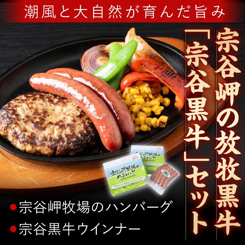 宗谷岬牧場のハンバーグ(120g×4枚)×2個＆宗谷黒牛ウインナーセット【配送不可地域：離島・沖縄県】