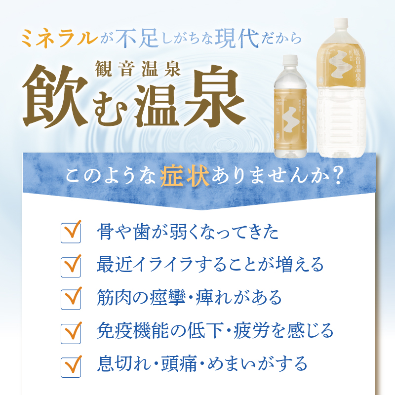 飲む温泉　観音温泉　500ml　(24本入)　１ケース　定期便　１年間　毎月														