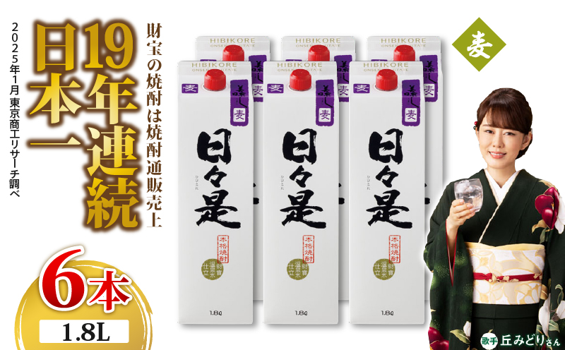 2759 麦焼酎 紙パック6本『日々是（麦）』温泉水仕立ての焼酎　KN021-008