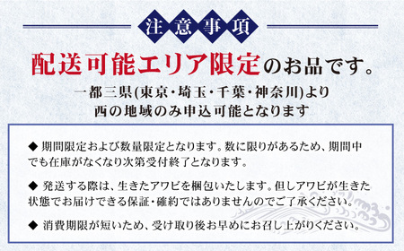 【日付指定必須】【配送エリア限定】五島産養殖活きアワビ 10個セット 約500g BBQ あわび 鮑 五島市/（有）都工業[PEX003]