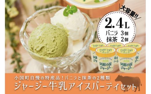 【JA阿蘇】「阿蘇小国ジャージーアイスクリーム」パーティセット2.4L(バニラ480ml×3、抹茶480ml×2)