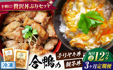 【全3回定期便】【冷凍】合鴨親子丼の素・合鴨テリヤキ丼の素 各6 計12パックセット [AQCB024] 親子丼 テリヤキ 惣菜 丼 簡単調理 定期便