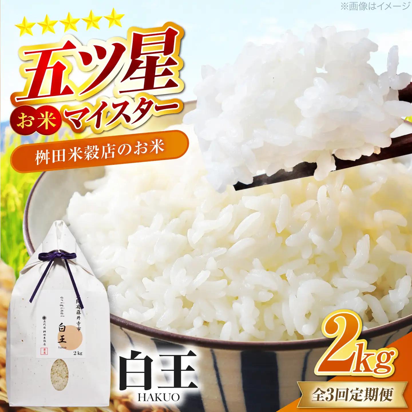 【全3回定期便】 お米 白王(HAKUO)2kg / 米 コメ こめ お米 おこめ ご飯 ごはん ゴハン オリジナル米 ブランド米 白米 精米 魚沼 魚沼産 魚沼市 大阪府 藤井寺市 お米マイスター 国産 炊き込みご飯 おにぎり お弁当 人気 おすすめ / 大阪府藤井寺市/桝田米穀店[BLAZ004]