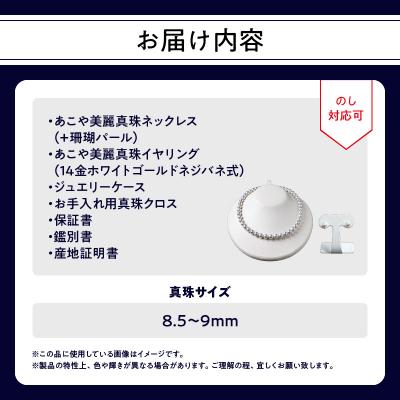 ふるさと納税 大分市 あこや美麗真珠ネックレス&イヤリング 8.5〜9mm+珊瑚パール 全長約45cm_T04009-E |  | 03