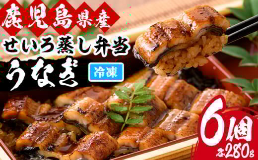 国産 鹿児島県産 うなぎ せいろ蒸し弁当(280g×6個)  鰻養殖生産量日本一 鹿児島県産新仔うなぎ使用 こだわりの地焼き！ 冷凍うなぎ 秘伝のタレ 付き 贈答 ギフト にも！【南竹鰻加工】【D-607H】