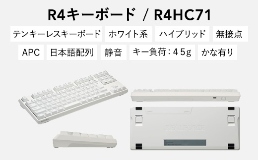 東プレ REALFORCE R4 プロのためのプレミアムキーボード 日本語配列 テンキーレス 45g かな有 白 (型式：R4HC71)
