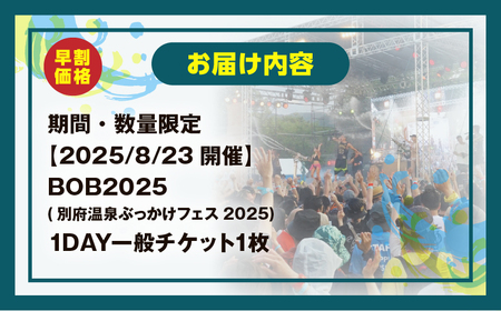 《期間・数量限定》＼早割／【2025/8/23開催!!】BOB2025(別府温泉ぶっかけフェス2025)1DAY一般チケット_B161-017