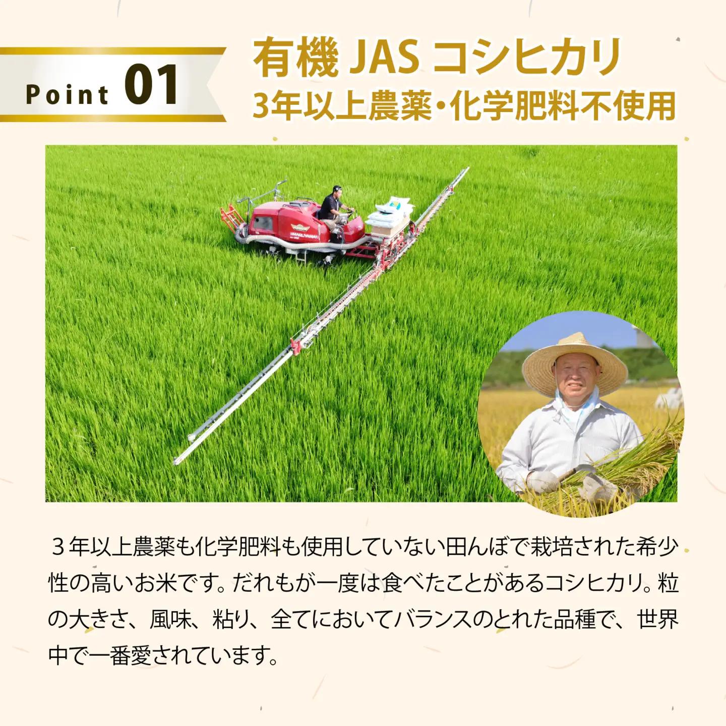 【無洗米】令和7年産 ふくい東郷米 有機JASコシヒカリ 6kg [C-020030_03]/ 白米 玄米 無洗米 有機適合肥料100% 真空パック もっちり 甘い 安全 米 こしひかり 国産 福井県