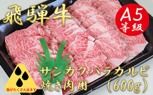 
A5飛騨牛サンカクバラカルビ焼き肉用600g
