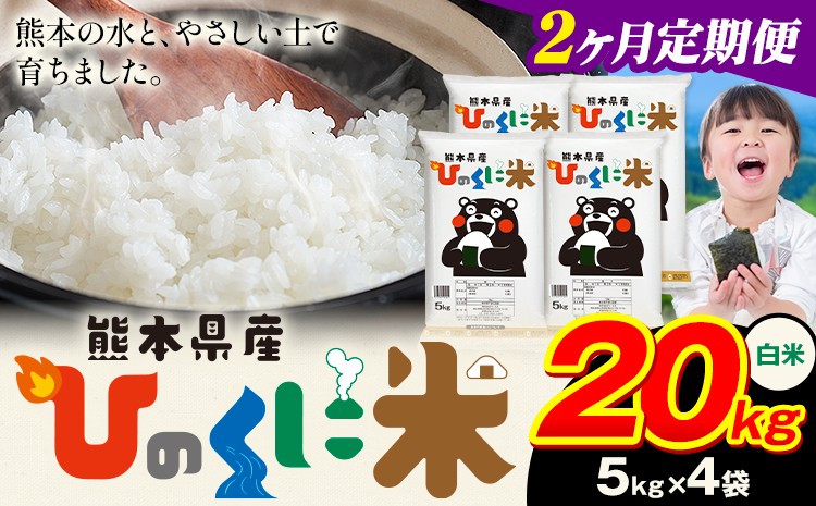 
            【2ヶ月定期便】 白米 ひのくに米 20kg 《申込月の翌月から出荷開始》 食品 米 こめ コメ 熊本県産 ふるさと納税 お米 おこめ 熊本
          