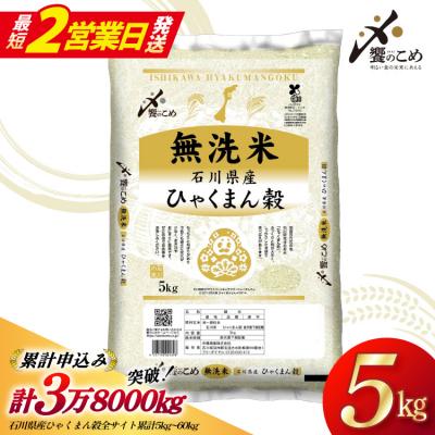 ふるさと納税 宝達志水町 米 無洗米 令和7年産 石川県産 ひゃくまん穀 5kg [中橋商事株式会社 38601326-sp]