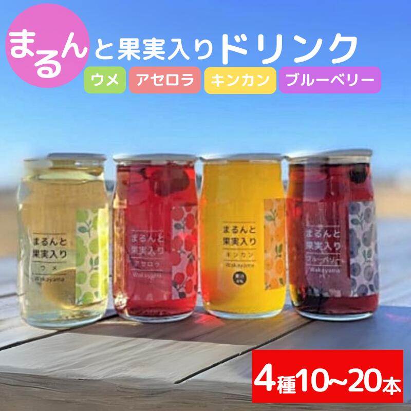 【ふるさと納税】まるんと果実入りドリンク4種【容量選べる】10本/20本 / 田辺市 ドリンク ジュース 果実ドリンク 梅ドリンク きんかんドリンク アセロラドリンク ブルーベリードリンク 梅 きんかん アセロラ ブルーベリー 和歌山県産 沖縄県産 ジュースセット