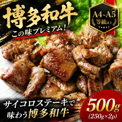 【ふるさと納税】この味プレミアム!【A4～A5】博多和牛サイコロステーキ　500g(250g×2p)(大牟田市)【配送不可地域：離島】【1758364】