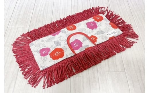 市販のハンドルにカンタン装着【むろの屋】デザインフロアモップ（ハンドルなし） 花柄レッド 日用品 掃除用品 モップ 最高級 マイクロファイバー かわいい おしゃれ デザイン インテリア HYLON ハイロン