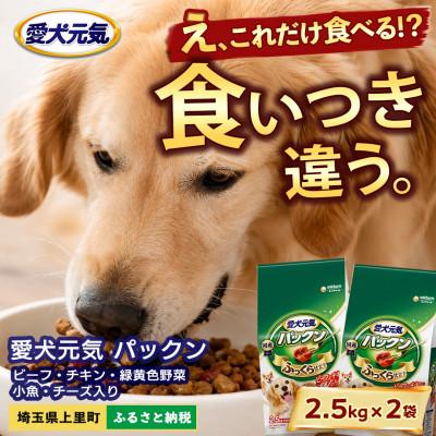ふるさと納税 上里町 愛犬元気 パックン ビーフ・チキン・緑黄色野菜・小魚・チーズ入り 2.5kg×2袋 ドッグフード