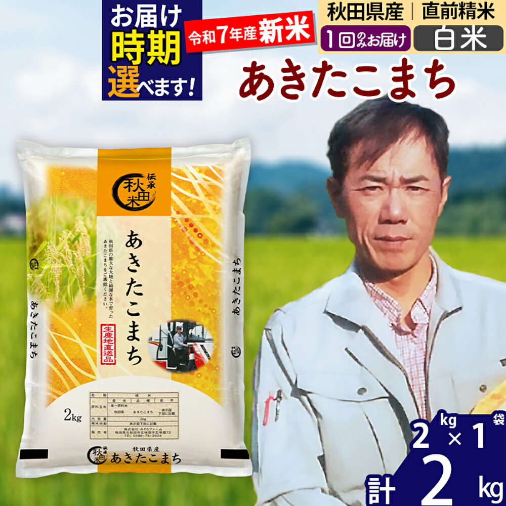 【ふるさと納税】※令和7年産※秋田県産 あきたこまち 2kg【白米】(2kg小分け袋)【1回のみお届け】2025年産 お届け時期選べる お米 みそらファーム