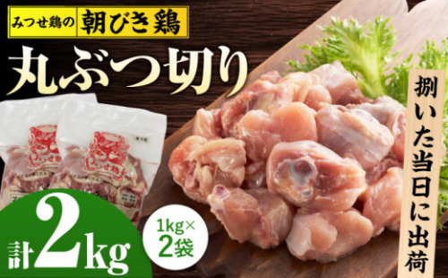 ＜新鮮！産地直送＞みつせ鶏の朝びき鶏 丸ぶつ切り 計2kg（1kg×2袋） 【スピード発送】  吉野ヶ里町/ヨコオフーズ [FAE178]