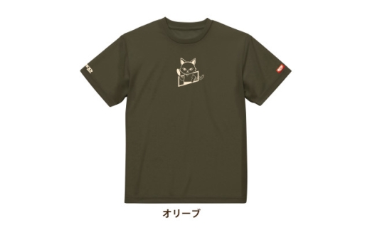 JTTA公認　卓球ユニフォーム＜男女兼用(ドライ):Lサイズ＞ねこ　オリーブ【1672847】