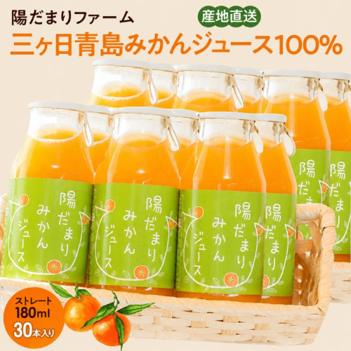 陽だまりファーム 三ヶ日青島みかんジュース ストレート100％ 180ml 30本 青島みかん 静岡 浜松市