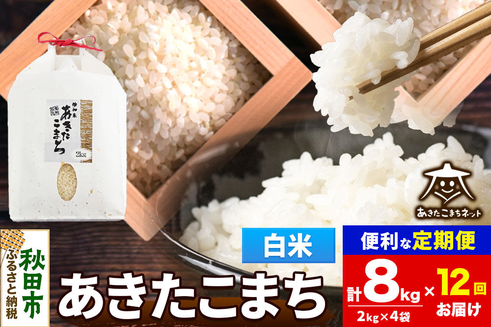 令和8年産 《定期便12ヶ月》あきたこまち 清流米 8kg（2kg×4袋）【白米】秋田県産 [秋田県産 あきたこまち お米 精米 小分け 定期便 2kg袋]