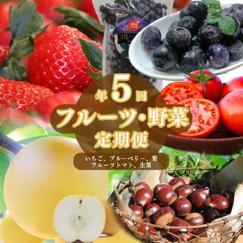 ＜佐川のフルーツ・野菜 定期便（全５回）＞いちご 冷凍ブルーベリー フルーツトマト 梨 夢甘栗