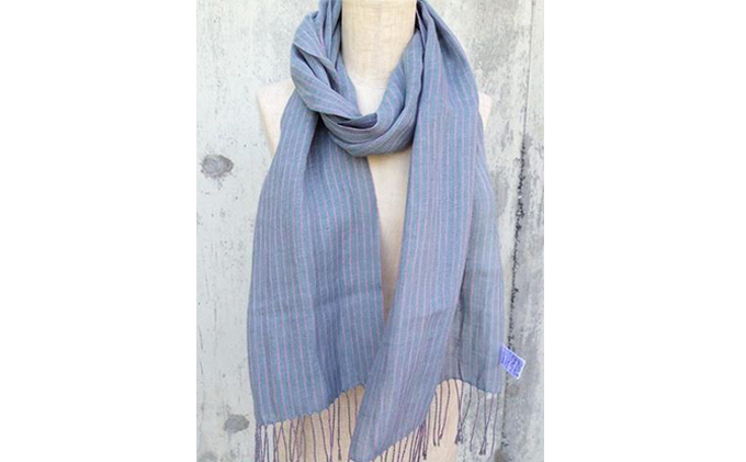 ito to iro 手染め・手織り仕上げ　「ストール」ライトグレー×ピンク細ストライプ ファッション小物 