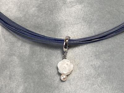 あこや真珠／ローズシェルペンダントトップ