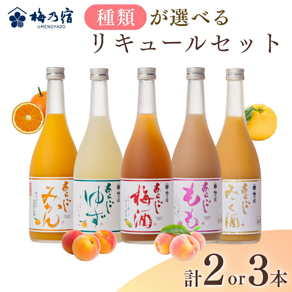 【ふるさと納税】大人気 リキュール の セット 【選べる本数：2本 3本】【選べる種類：あらごし梅酒・もも・ゆず・みかん・みっく酒】（ 720ml / 1本 ） ／ 梅乃宿酒造 お酒 リキュール ギフト 人気 メーカー直送 デザート 国産 奈良県 葛城市