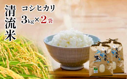 清流米コシヒカリ 3㎏×2 【島根県産 雲南市産 米 お米 白米 コメ こめ おこめ ライス 精米 ふっくら ツヤツヤ 炊き立て 甘い 美味しい 家庭用 ふるさと ご飯 おうちご飯 袋 自然 天然 送料無料 定番 朝食 昼食 夜食】