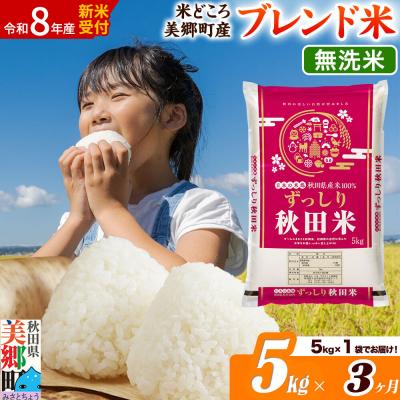 ふるさと納税 美郷町 新米受付 《定期便3ヶ月》ブレンド米【無洗米】精米 5kg|01_ssn-010503ms