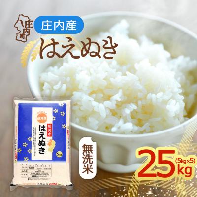ふるさと納税 庄内町 庄内産 はえぬき無洗米 25kg 5kg×5袋 令和8年産 2026年産 ブランド米