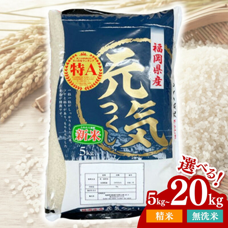 【ふるさと納税】＜選べる精米・内容量／白米・無洗米／5kg・10kg・20kg＞福岡県産ブランド米「元気つくし」令和7年産【米 ブランド米 ブランド 白米 元気つくし 福岡県産 グルメ 福岡県 筑前町 CE014】【価格改定】