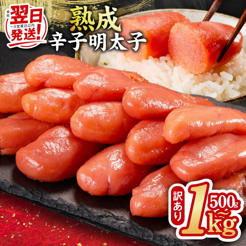 【ふるさと納税】最短翌日発送 熟成 辛子明太子 特切れ 選べる 内容量 500g / 1kg 訳あり 明太子 家庭用明太子 秘伝のタレ おつまみ ご飯のお供 酒の肴 朝ごはん パスタ 常備食 魚卵 お取り寄せ お取り寄せグルメ 5営業日 大阪府 泉佐野市 送料無料