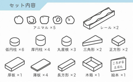 【知育玩具】コロガルアニマルつみきL【九州産木材使用】　030-018