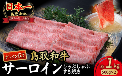 鳥取和牛 最高級品質【オレイン55】サーロイン しゃぶしゃぶすき焼き用 (1kg) 鳥取和牛 オレイン55 サーロイン しゃぶしゃぶ すき焼き 国産 牛肉 ブランド牛 和牛 黒毛和牛 KR1261