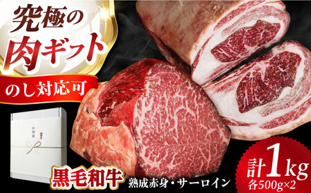 ギフト対応 【ふるさと納税限定】あなただけのドライエイジング熟成黒毛和牛ブロック（極上赤身＆サーロイン）1kg 大阪府高槻市/株式会社ＭＡＲＢＬＡＮＣ[AOAS016]