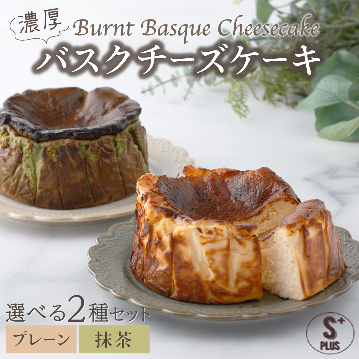 濃厚バスクチーズケーキ プレーン×1 抹茶×1 B-903　【上峰町ふるさと納税】