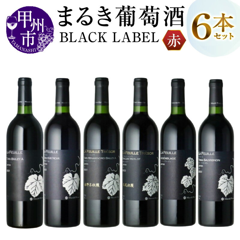 【ふるさと納税】 ワイン 赤ワイン 750ml 6本 セット 赤 BLACK LABEL 飲み比べ まるき葡萄酒 ラフィーユ ミディアム フルボディ ミディアムボディ 母の日 父の日 記念日 ギフト 山梨 甲州市 （MG） 【H-664】
