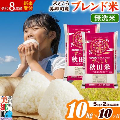 ふるさと納税 美郷町 新米受付 《定期便10ヶ月》ブレンド米【無洗米】精米 10kg|01_ssn-011010ms
