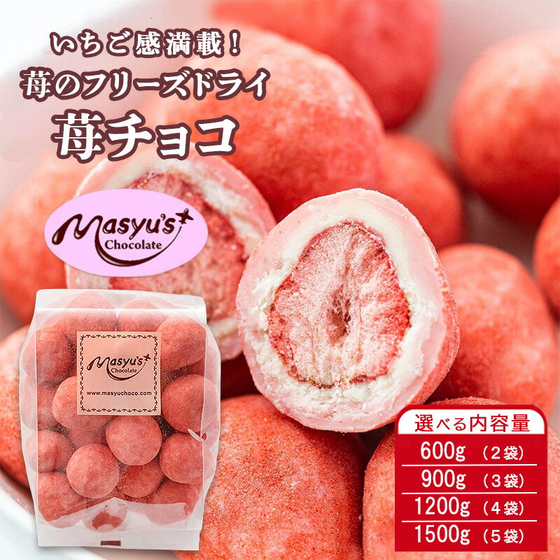 【ふるさと納税】苺のフリーズドライ苺チョコ 選べる内容量 600g(2袋)・900g(3袋)・1200g(4袋)・1500g(5袋) 4月～10月発送 チョコレート チョコ スイーツ お菓子 おかし いちご イチゴチョコ イチゴ パウダー ギフト プレゼント　お届け：4月～10月に発送（夏季期間）