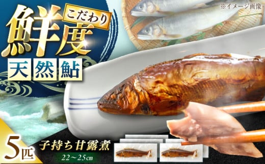 子持ち天然あゆの甘露煮 22〜25センチ 5匹セット / あゆ 天然 鮎 甘露煮 / 恵那市 / 恵那物産館 [AUFS005]