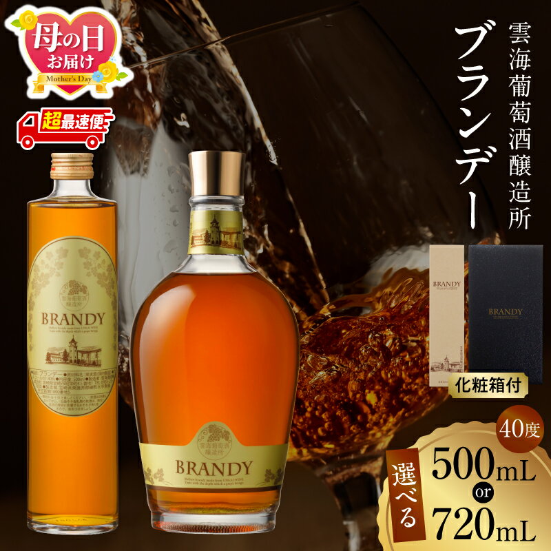 【ふるさと納税】【熨斗対応・ギフト包装】【母の日までにお届け】【選べる発送時期・内容量】雲海葡萄酒醸造所 ブランデー 40度 国産 国産ブランデー 酒 洋酒 お酒 アルコール 果実酒 蒸留酒 瓶 贈答用 ギフト プレゼント 化粧箱 化粧箱入り おすすめ 人気 雲海酒造 宮崎市