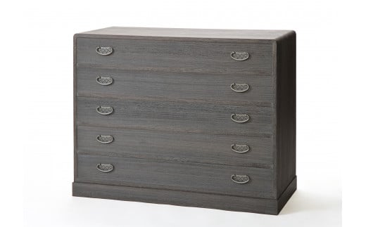 総桐五段衣裳箪笥 職人手作りの桐箪笥《サイズ：約幅100×奥行45×高さ79cm》伝統的な焼杢仕上げ 家具インテリア 加茂市 石附工芸