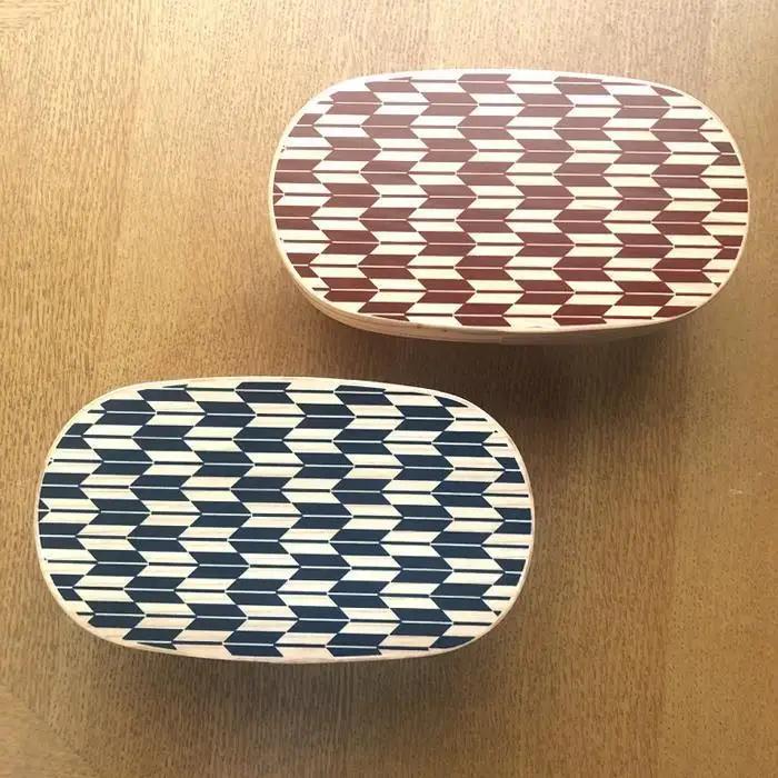 紀州漆器 曲げわっぱ 弁当箱 矢羽 青 朱 2個セット（九州国産日田杉）［YS95］