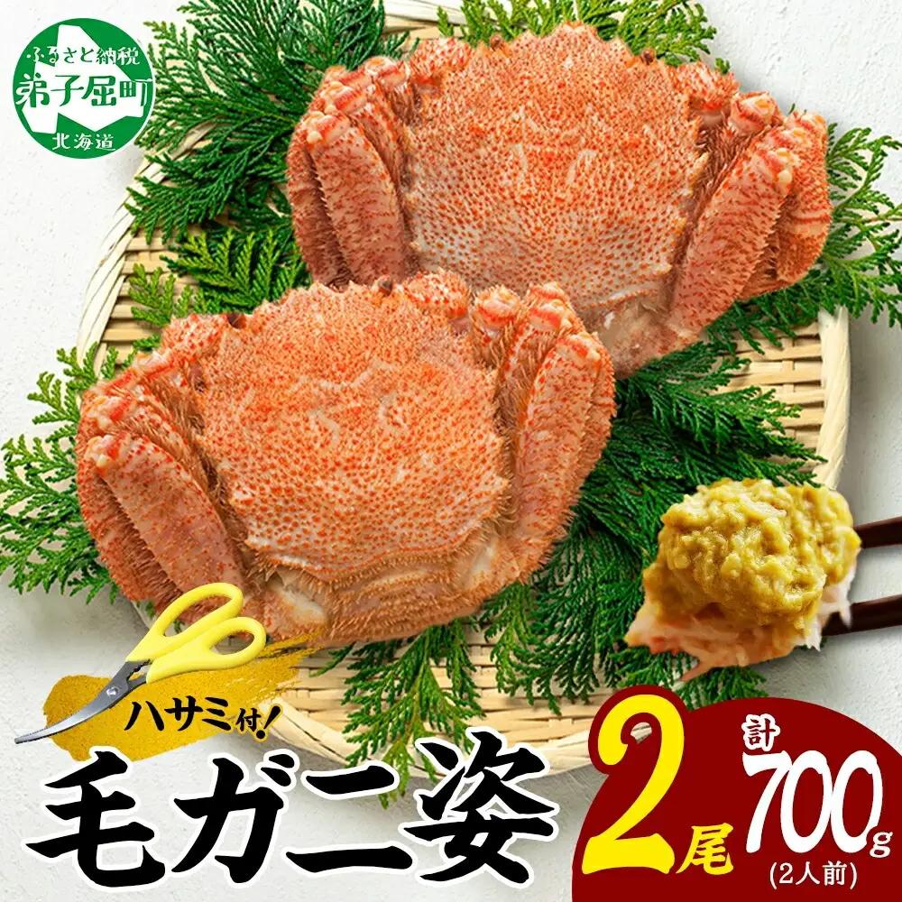 毛蟹 2尾 計700g前後 食べ方ガイド・専用ハサミ付 カニ かに 蟹 海鮮 北海道加工 ボイル 送料無料 北海道 弟子屈町 3334