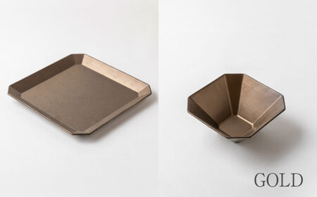【美濃焼】DesPres-デプレ- 八角 プレートL＆ボウル BLACK、GOLD 2セット｜食器 食器セット 皿 お皿 ワンプレート ランチプレート 美濃焼 セット ケーキ ソーサー 食器 中皿 さ